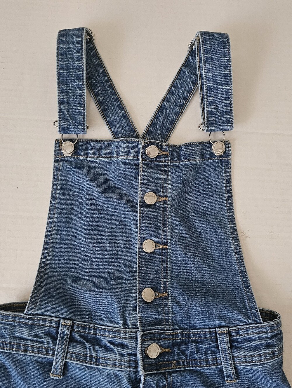 Universal Thread Denim Sailor Overalls Size 4 Medium Wash Wide Leg 29" Inseam - Picture 3 of 14